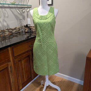 Vintage EVAN PICONE Dress Lime Green Plaid Sleeveless Sheath Lined Career Party
